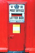 Post Office letter box with white enamel plate.